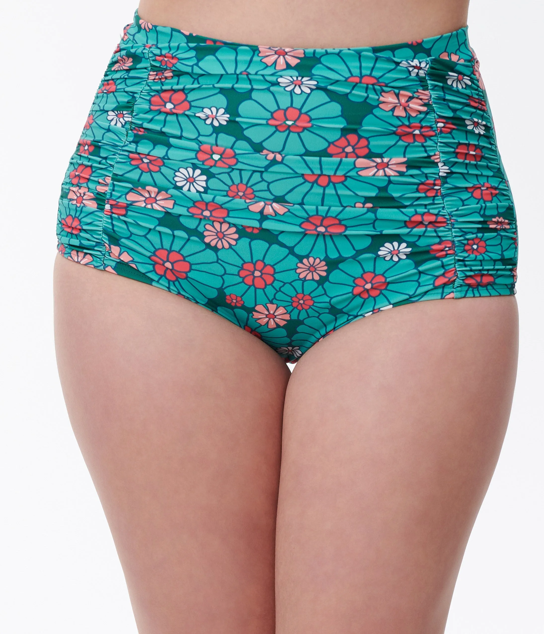 Unique Vintage Teal Flower Child Monroe Swim Bottom