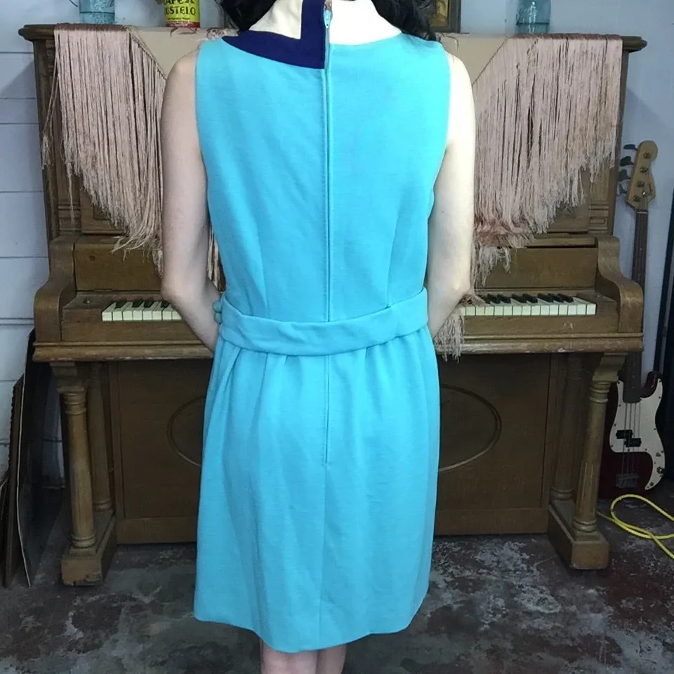 Vintage 60s | MOD Blue Twiggy Space Age GoGo MCM Mini Scooter Dress | S/M