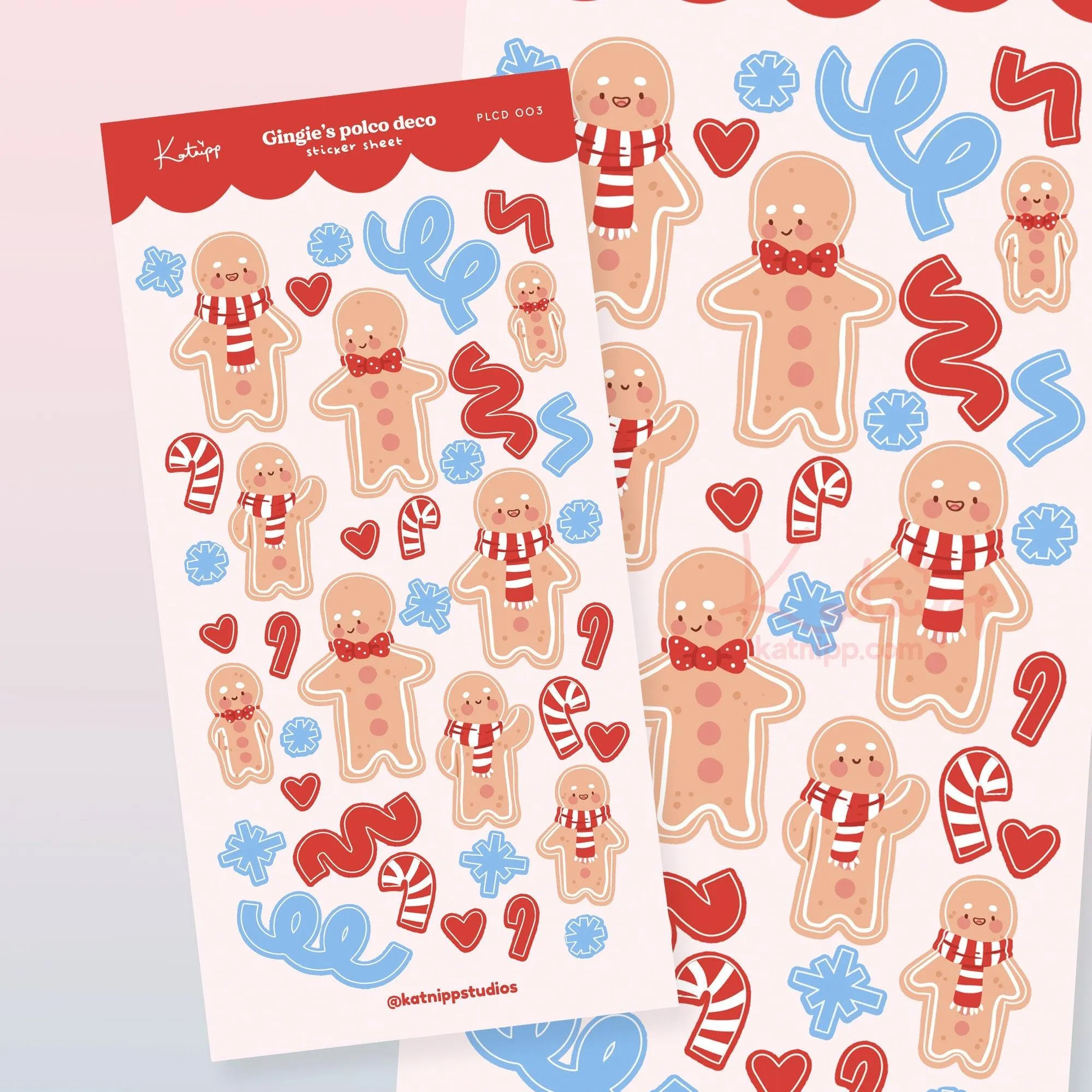 Waterproof Gingerbread Christmas Stickers - PLCD 003