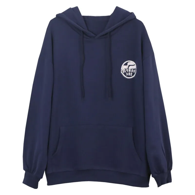 Wjczt Harajuku Dark Blue Winter Clothing Vintage Loose Pullover Fashion Letter Print Sweatshirt Lazy Casual Raglan Sleeves Hoodie Top