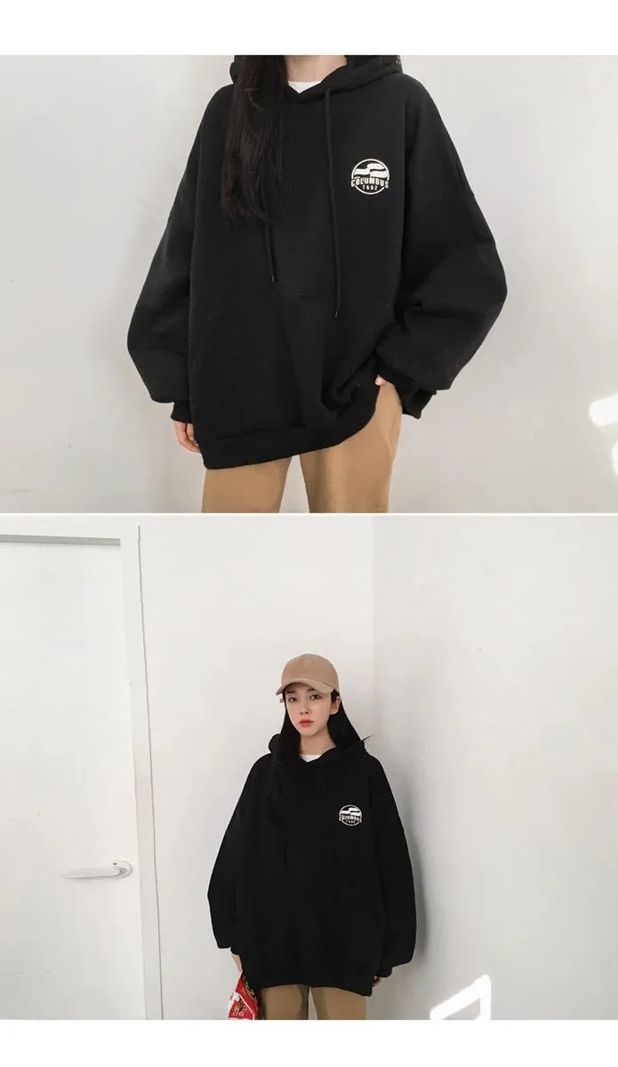 Wjczt Harajuku Dark Blue Winter Clothing Vintage Loose Pullover Fashion Letter Print Sweatshirt Lazy Casual Raglan Sleeves Hoodie Top
