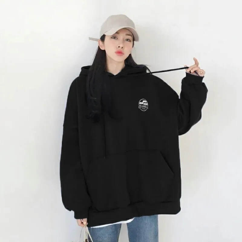 Wjczt Harajuku Dark Blue Winter Clothing Vintage Loose Pullover Fashion Letter Print Sweatshirt Lazy Casual Raglan Sleeves Hoodie Top