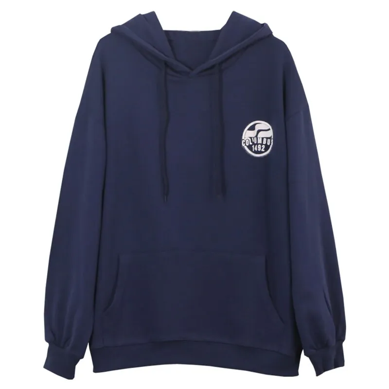 Wjczt Harajuku Dark Blue Winter Clothing Vintage Loose Pullover Fashion Letter Print Sweatshirt Lazy Casual Raglan Sleeves Hoodie Top