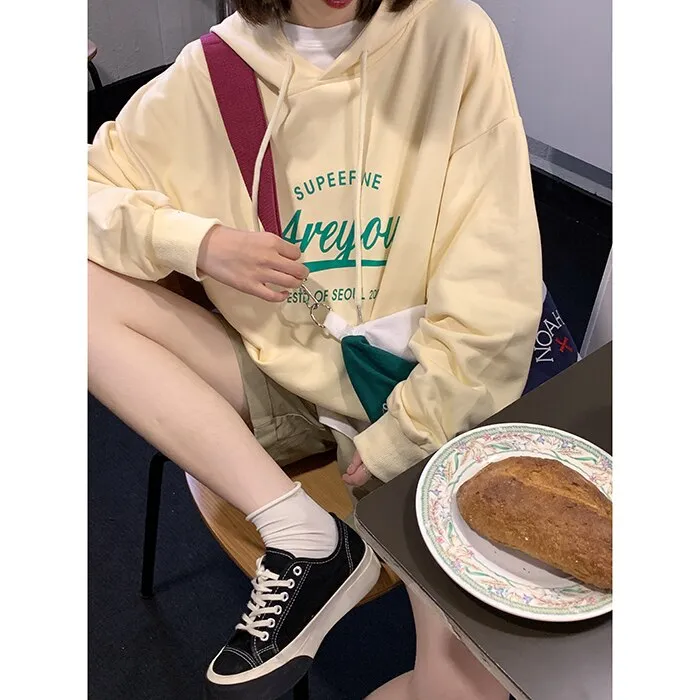 Wjczt Letter Printing Yellow Sweatshirt Women Hoodie Autumn TOPs Streetwear Harajuku Baggy Fashion Thickened Clothes Cotton Pullover