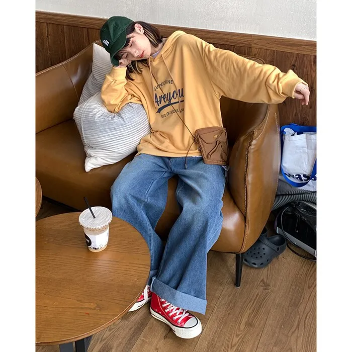 Wjczt Letter Printing Yellow Sweatshirt Women Hoodie Autumn TOPs Streetwear Harajuku Baggy Fashion Thickened Clothes Cotton Pullover
