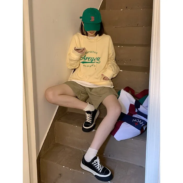 Wjczt Letter Printing Yellow Sweatshirt Women Hoodie Autumn TOPs Streetwear Harajuku Baggy Fashion Thickened Clothes Cotton Pullover
