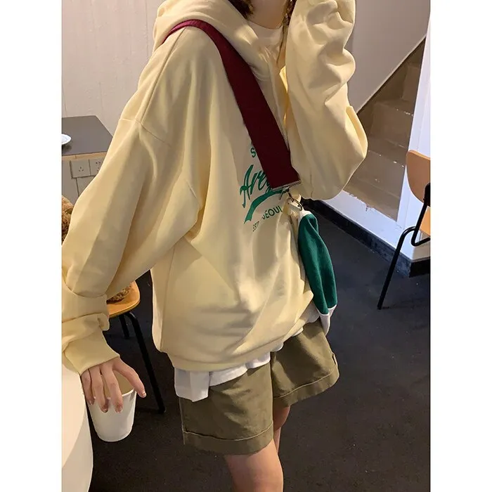 Wjczt Letter Printing Yellow Sweatshirt Women Hoodie Autumn TOPs Streetwear Harajuku Baggy Fashion Thickened Clothes Cotton Pullover