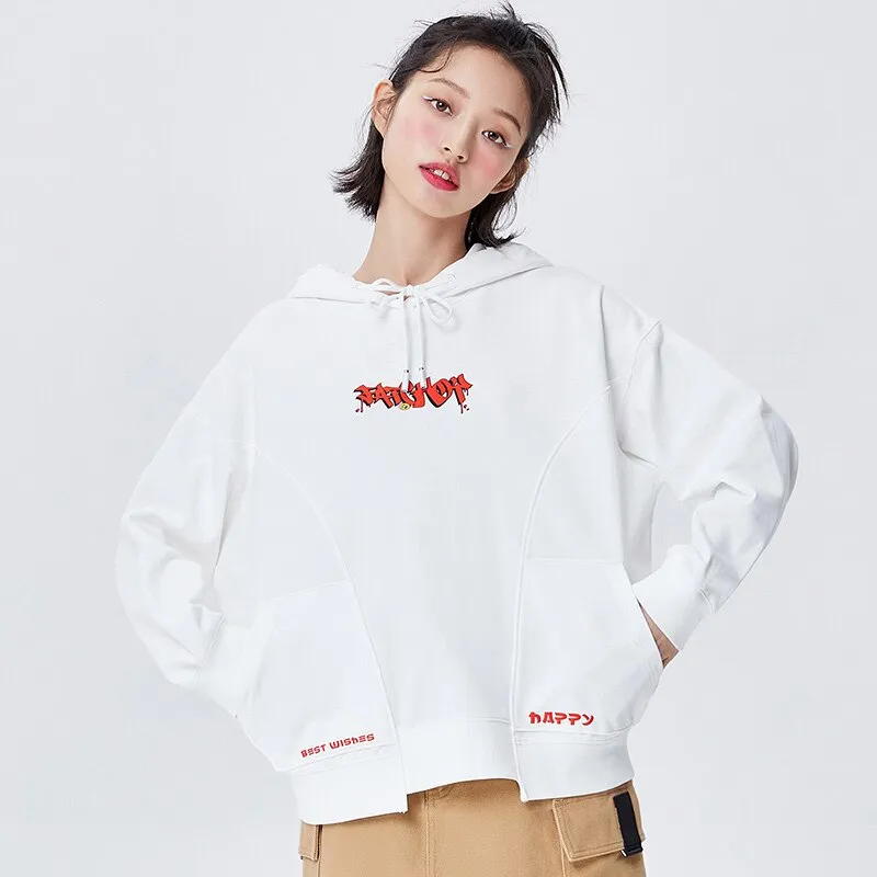 Wjczt Sweatshirt Women Loose Korean Style Hoodies 2021 New Year Pattern Oversize Spring Bf Lazy Wind Tops