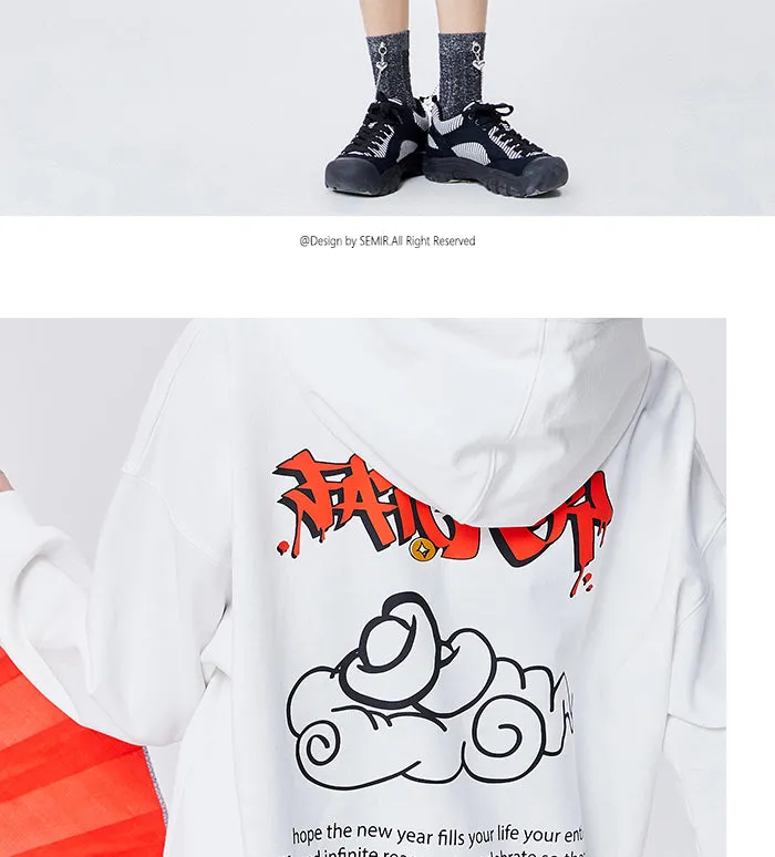 Wjczt Sweatshirt Women Loose Korean Style Hoodies 2021 New Year Pattern Oversize Spring Bf Lazy Wind Tops