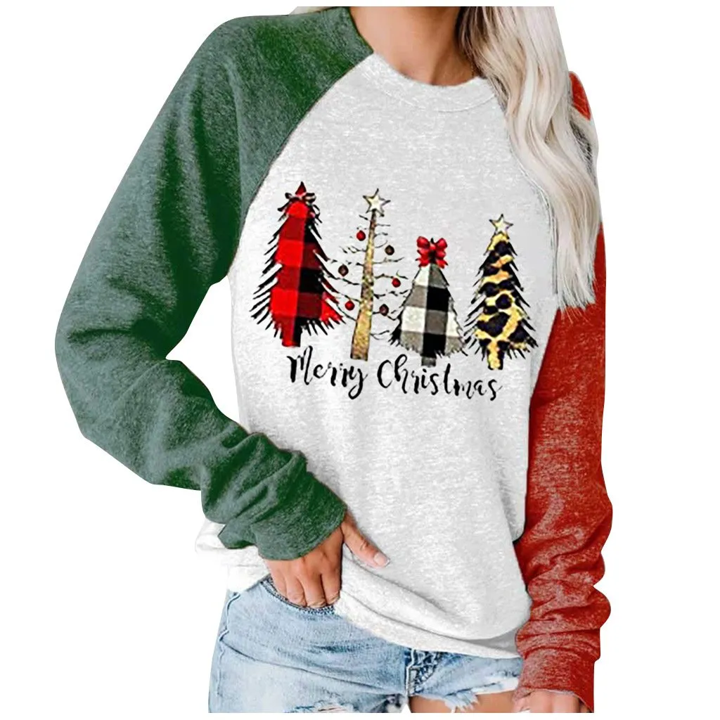 Women's printed pullover Chritmas crewneck sweatshirts fall/winter loose long sleeve tops
