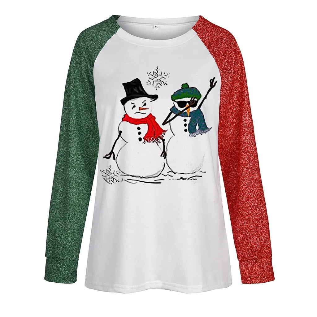 Women's printed pullover Chritmas crewneck sweatshirts fall/winter loose long sleeve tops