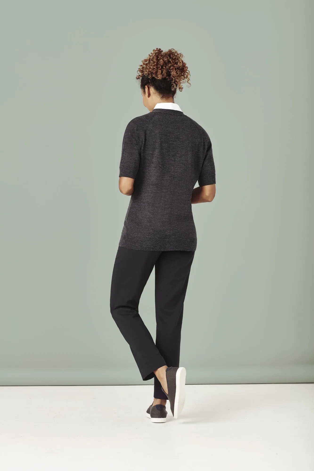 Womens Zip Front Short Sleeve Knit
