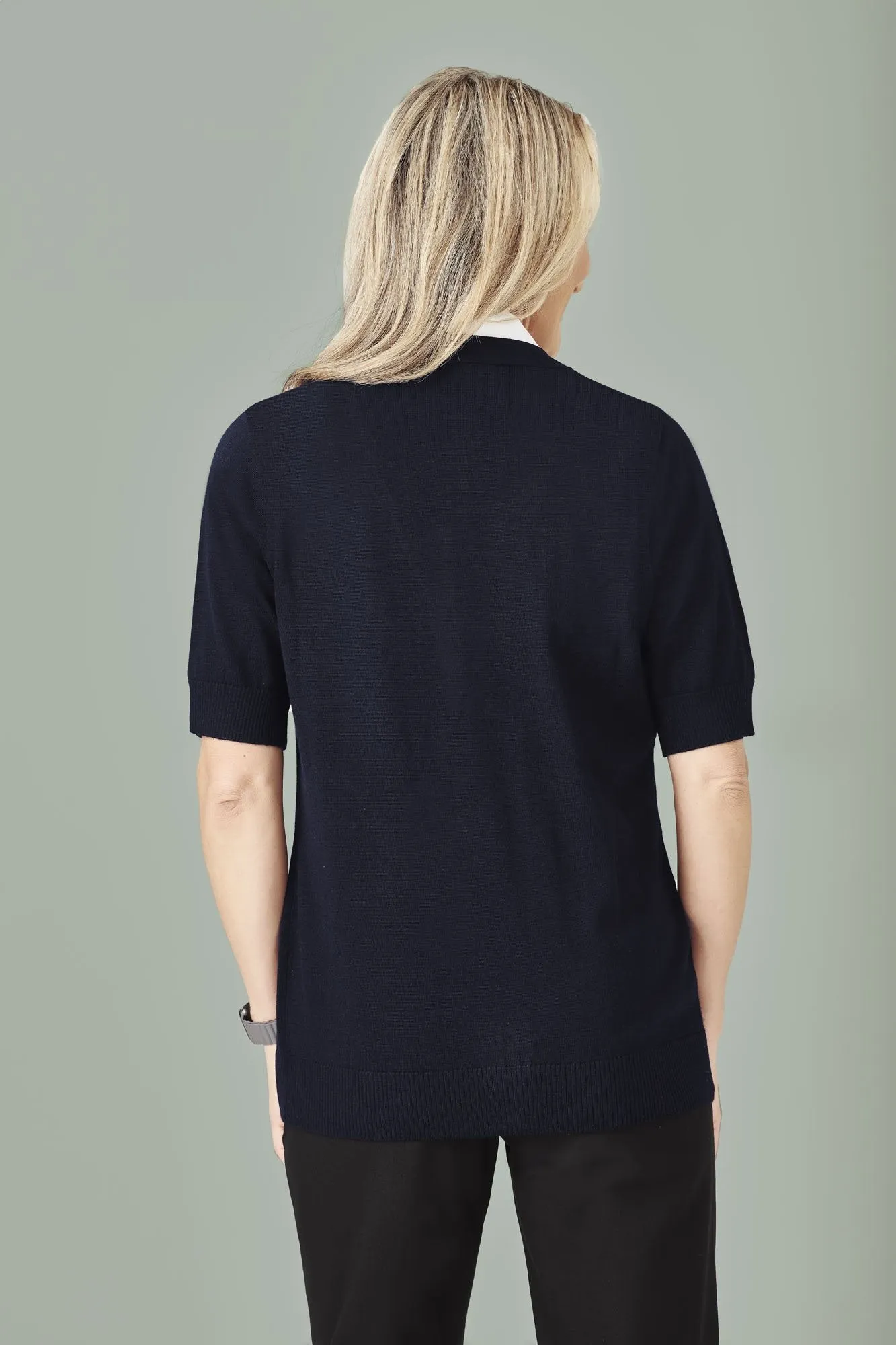 Womens Zip Front Short Sleeve Knit