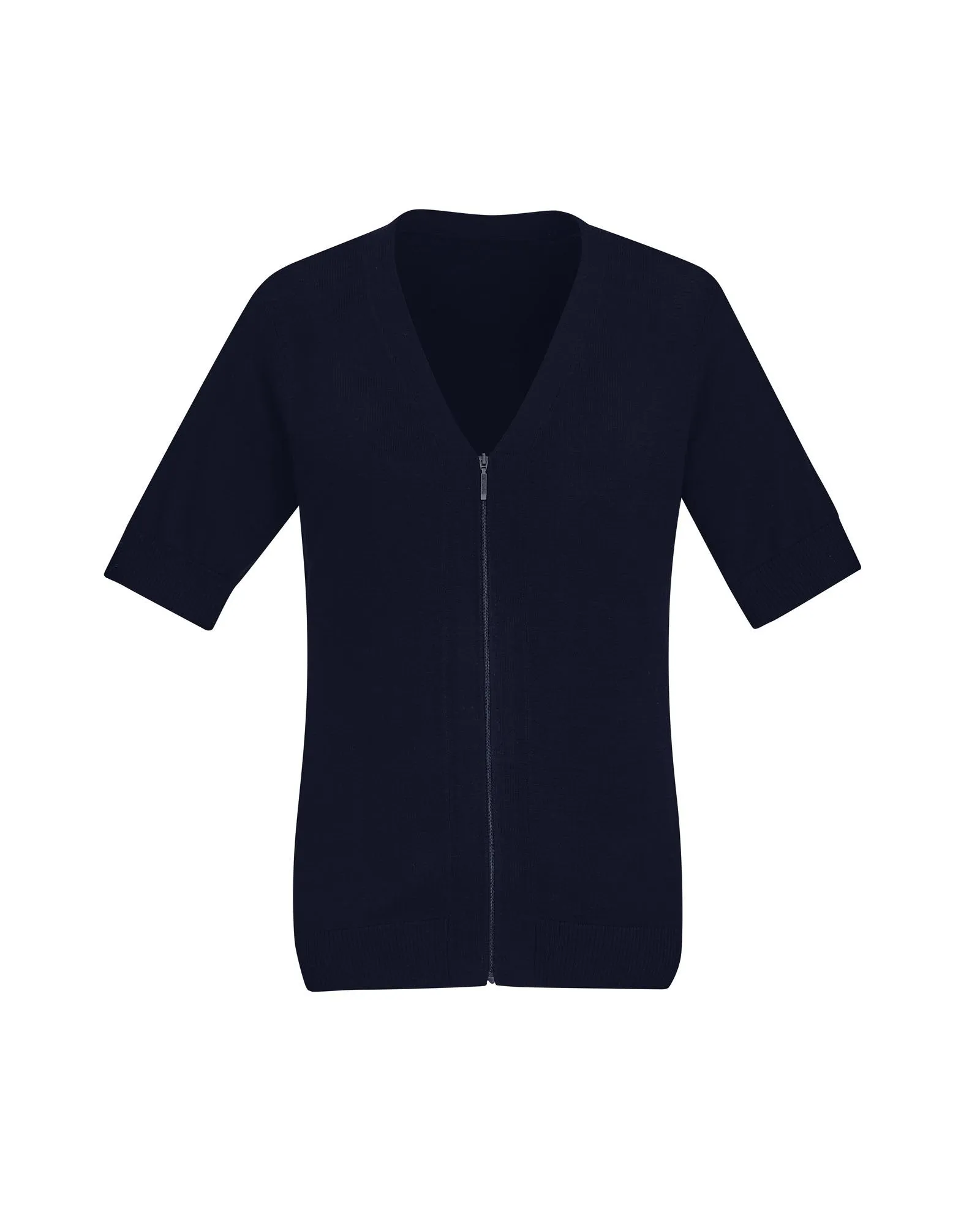 Womens Zip Front Short Sleeve Knit