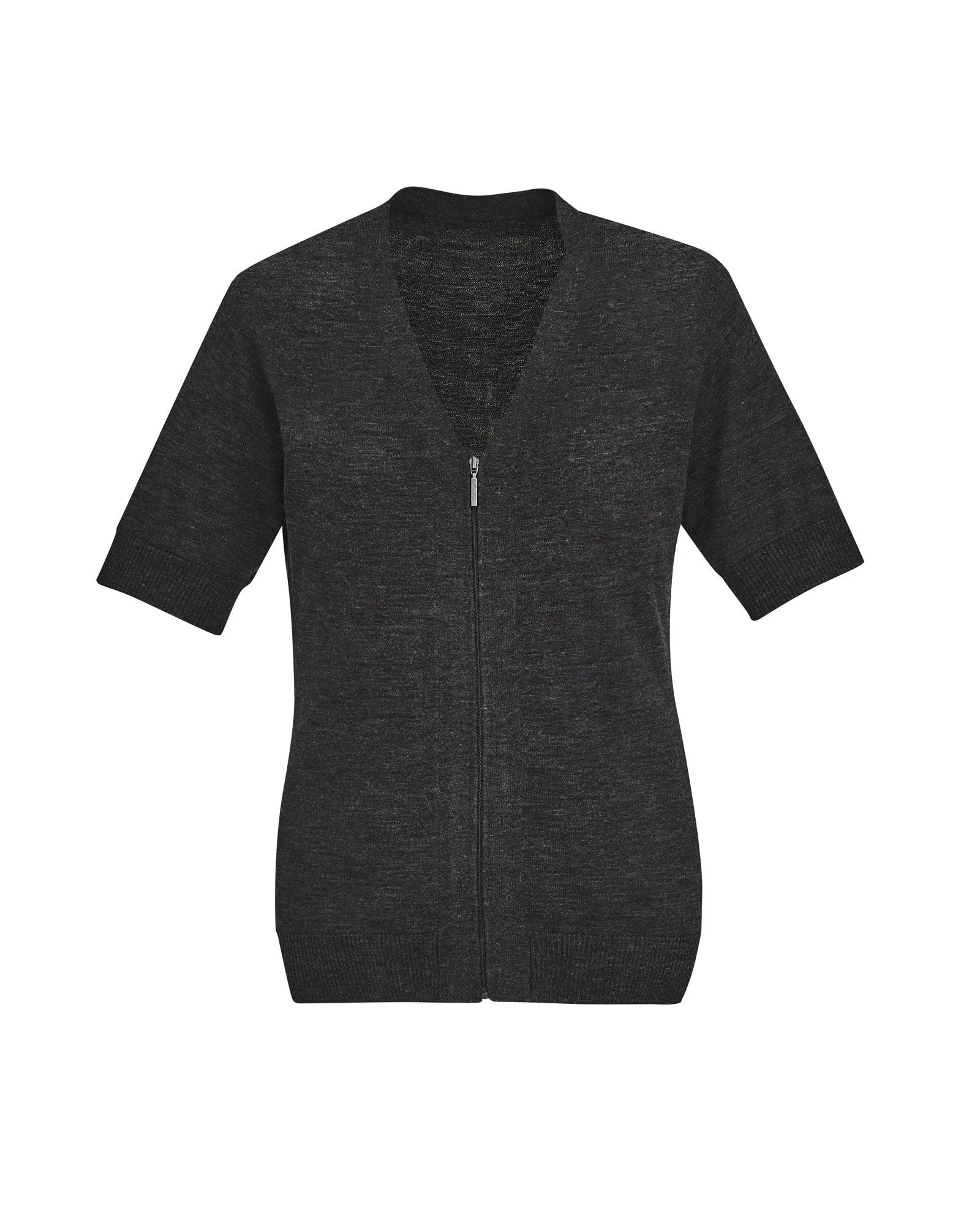 Womens Zip Front Short Sleeve Knit