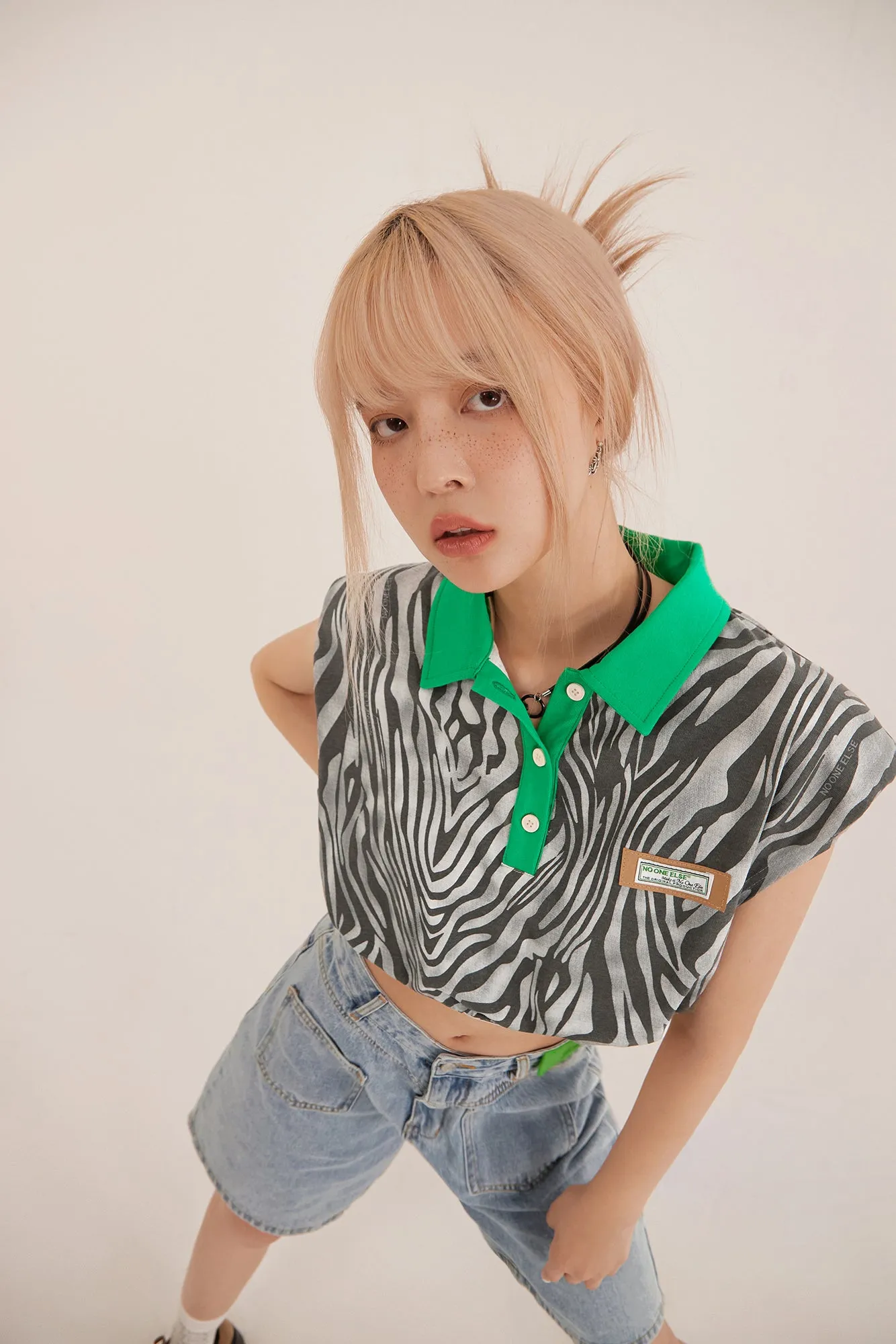Zebra Loosefit Crop Sleeveless Top